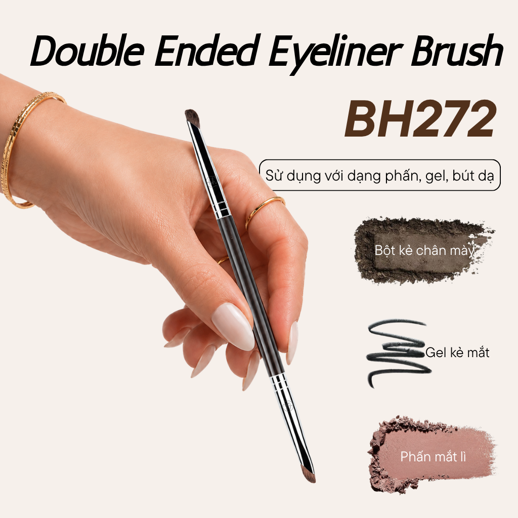 Cọ Kẻ Mắt Hai Đầu BH Cosmetics Double Ended Eyeliner Brush BH272